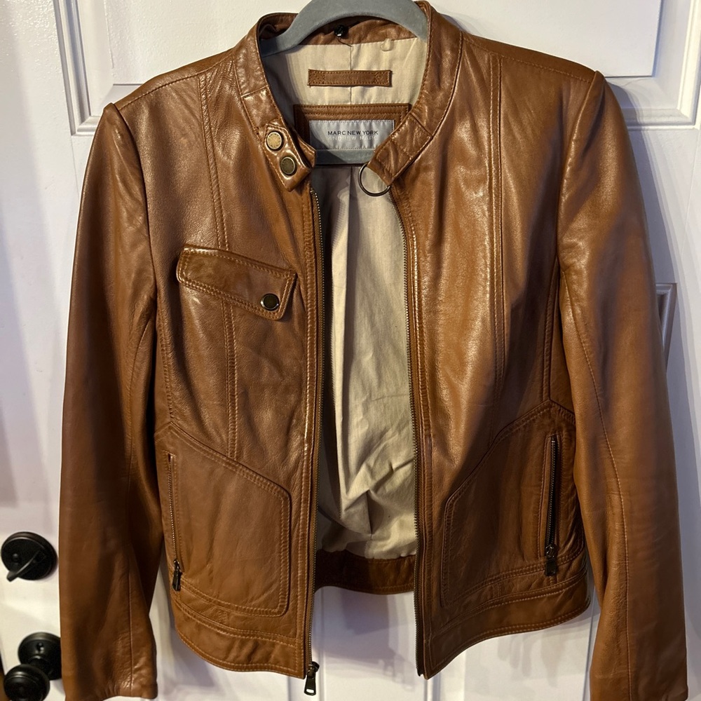 Marc New York - Andrew Marc women’s cognac leather vintage jacket